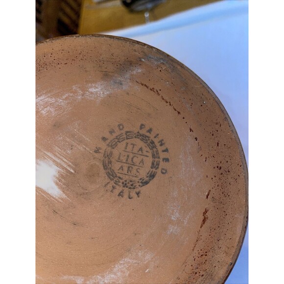 Italica ARS Pottery Pitcher 7” Tall 5” Wide Yellow Beige Olive Branch Handle - Picture 2 of 12